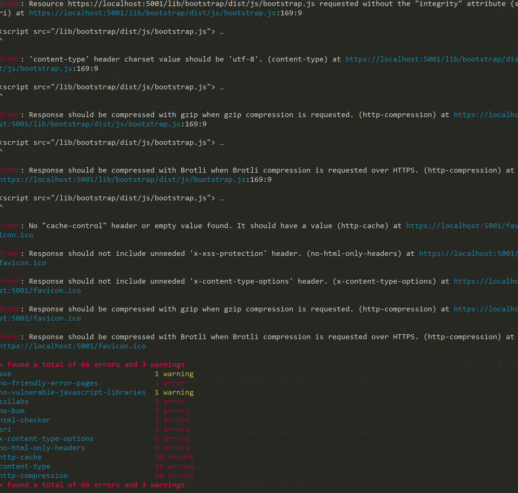 Webhint post codeframe formatter