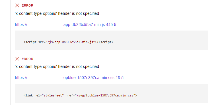 X-Content-Type-Options errors from Webhint