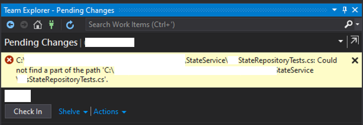 TFVC check in path missing