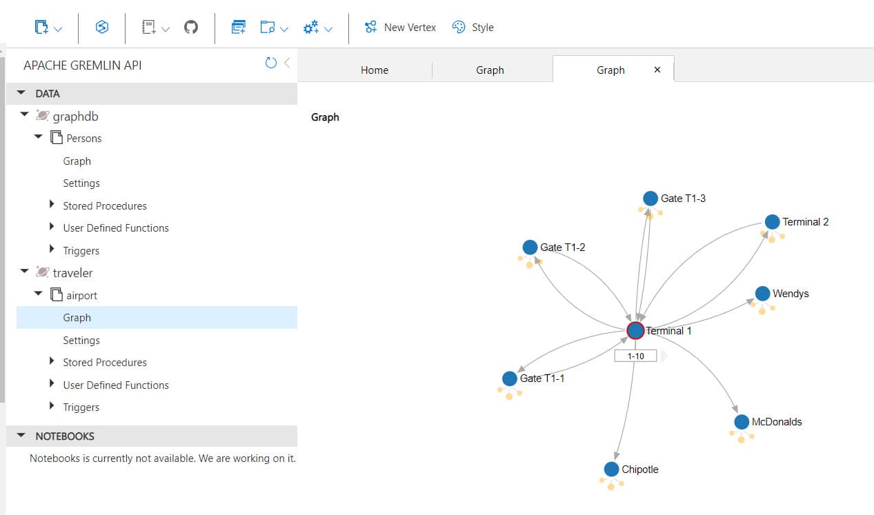 graph DB screenshot from Azure Portal