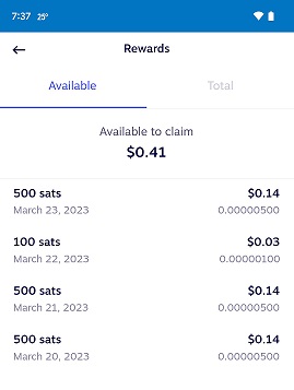 Blinko winnings on the Choice app